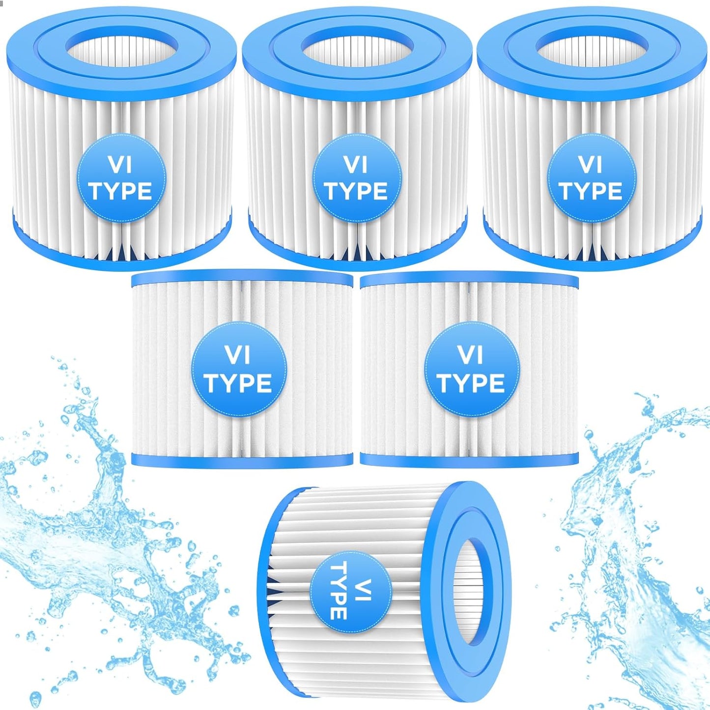 24 Pack Type VI Spa Hot Tub Filters Compatible with Coleman Salu spa Lay-Z-Spa Hot Tub Filters, Replcement for 90352E 58323 Spa Filter Cartridges