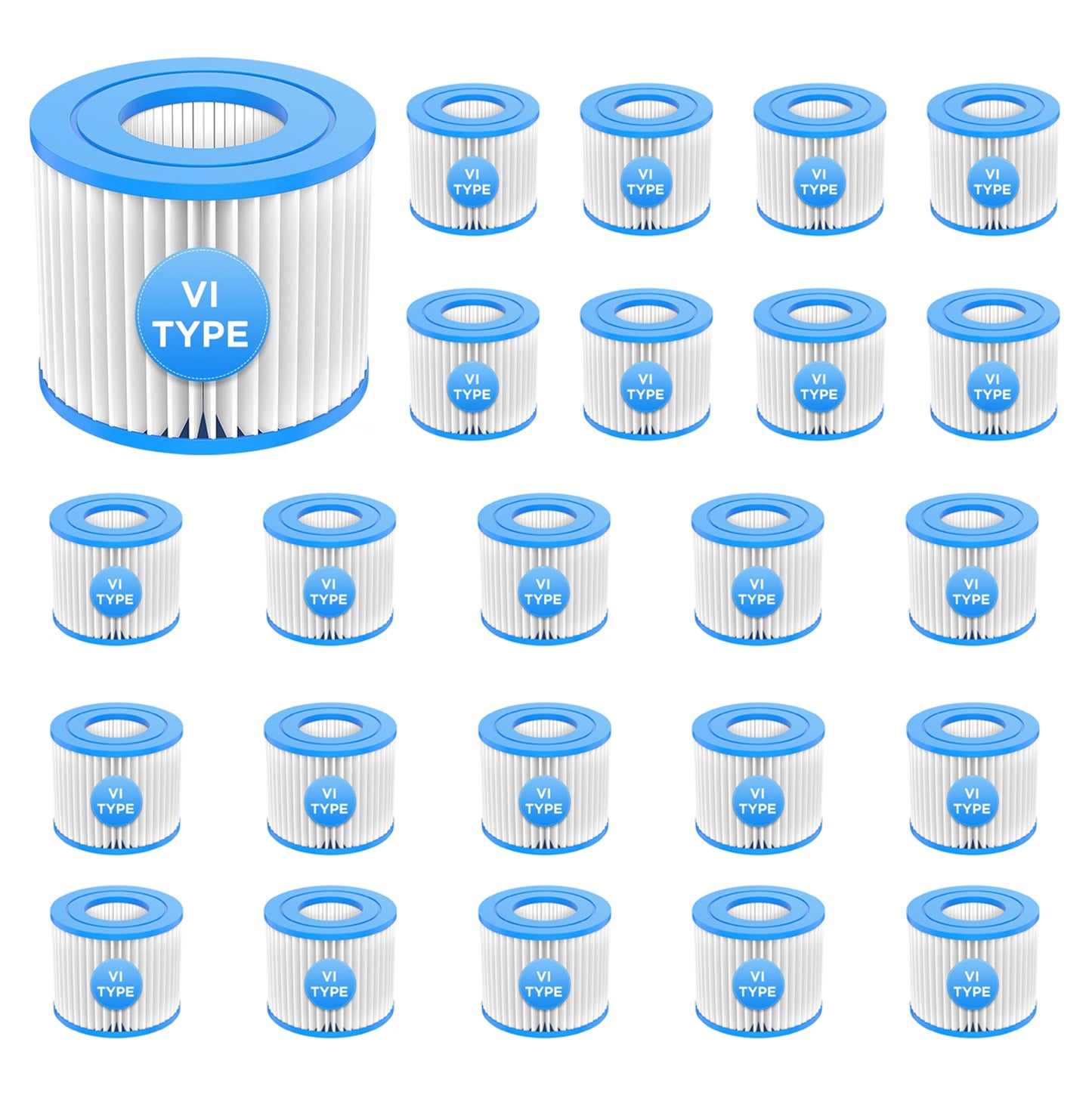 24 Pack Type VI Spa Hot Tub Filters Compatible with Coleman Salu spa Lay-Z-Spa Hot Tub Filters, Replcement for 90352E 58323 Spa Filter Cartridges