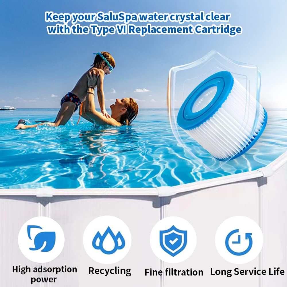 24 Pack Type VI Spa Hot Tub Filters Compatible with Coleman Salu spa Lay-Z-Spa Hot Tub Filters, Replcement for 90352E 58323 Spa Filter Cartridges