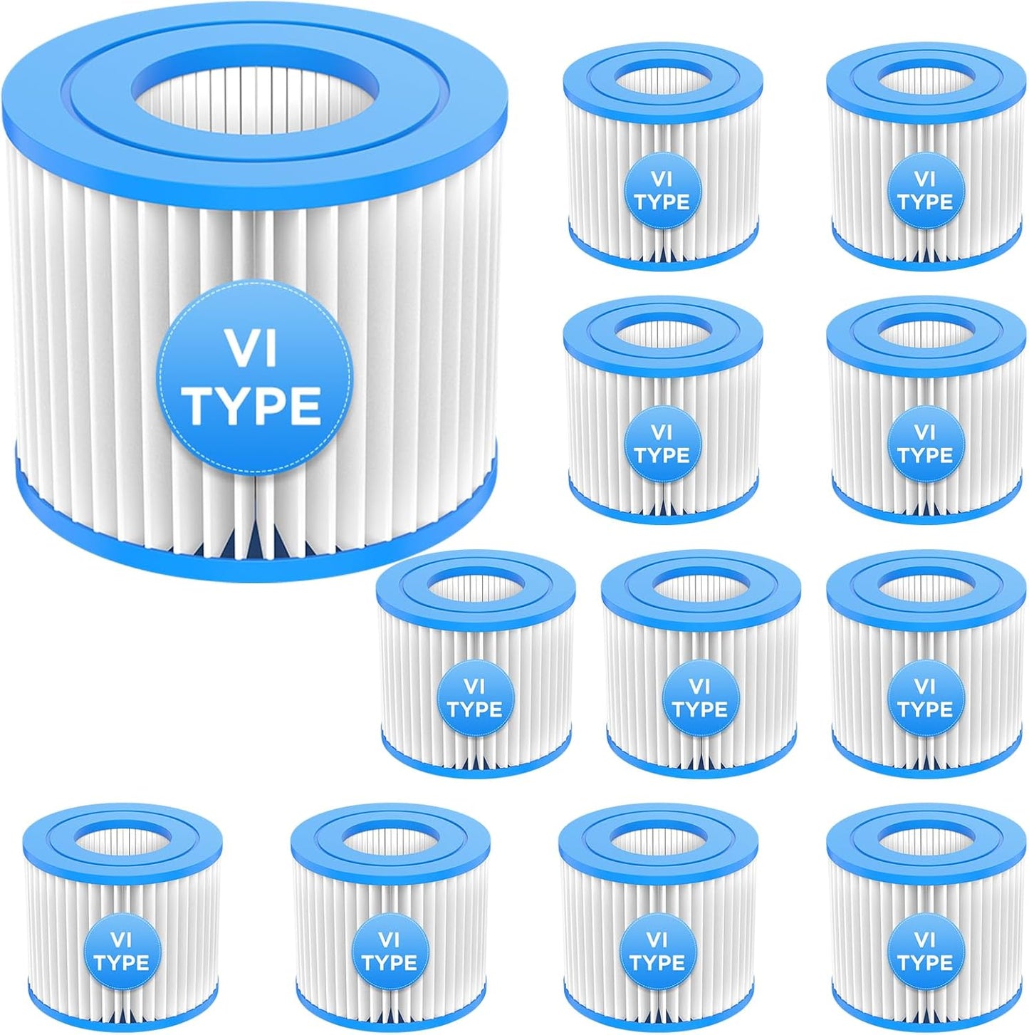 24 Pack Type VI Spa Hot Tub Filters Compatible with Coleman Salu spa Lay-Z-Spa Hot Tub Filters, Replcement for 90352E 58323 Spa Filter Cartridges