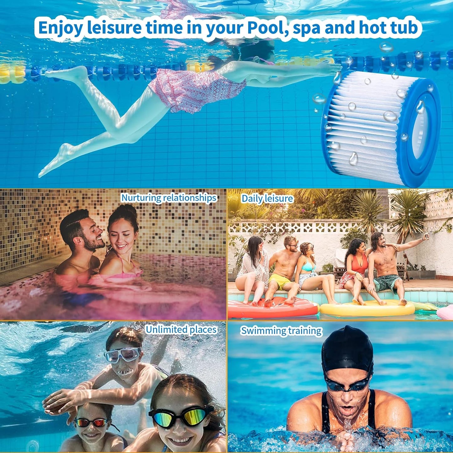 24 Pack Type VI Spa Hot Tub Filters Compatible with Coleman Salu spa Lay-Z-Spa Hot Tub Filters, Replcement for 90352E 58323 Spa Filter Cartridges